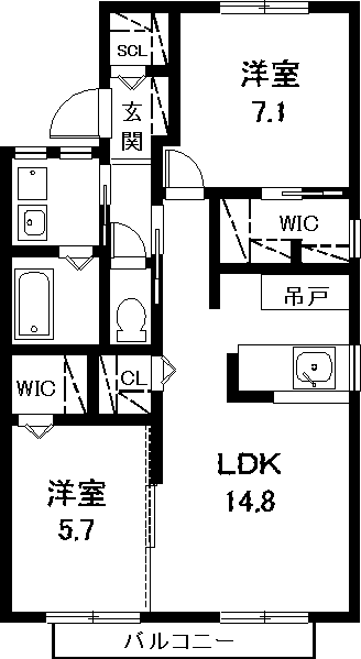 名古屋市中川区伏屋のアパートの間取り