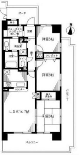 【越谷市南越谷のマンションの間取り】