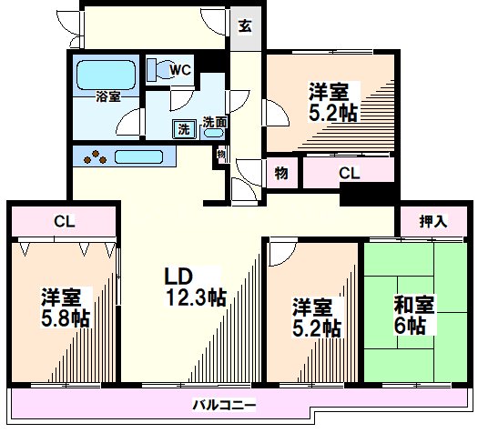 昭島市つつじが丘のマンションの間取り