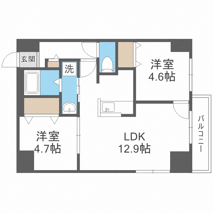 ブランシャールＡＬＡＩＮ北１８条の間取り