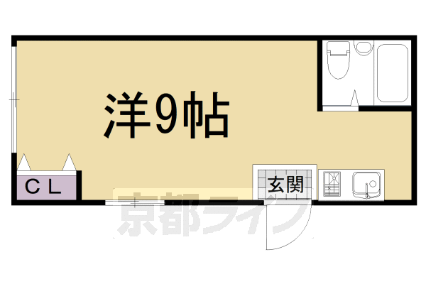 京都市左京区北白川下池田町のマンションの間取り