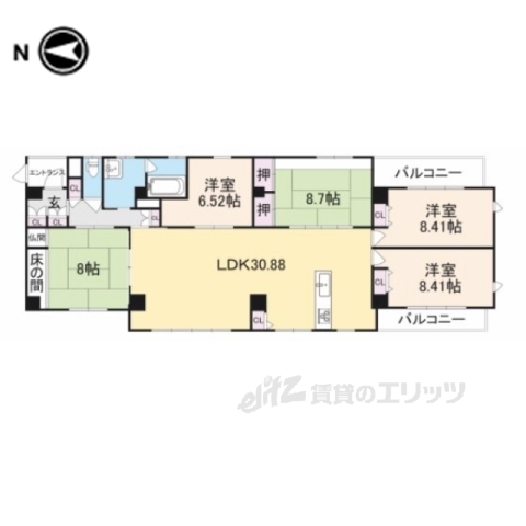 【京都市伏見区深草直違橋６丁目のマンションの間取り】