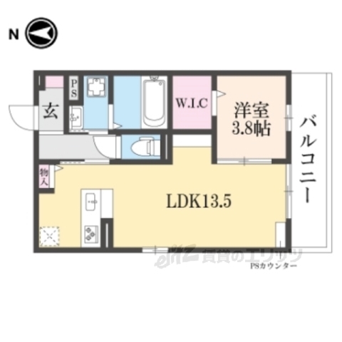 京都市山科区西野野色町のアパートの間取り