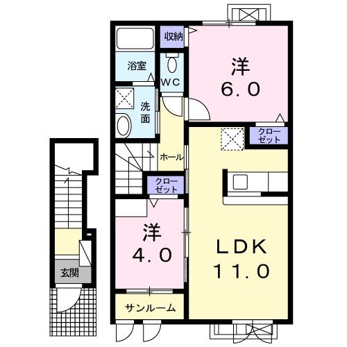 加賀市潮津町のアパートの間取り