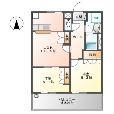 南足柄市壗下のアパートの間取り