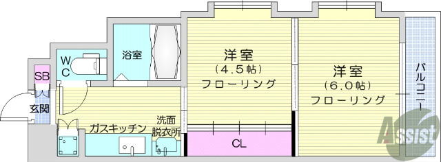 仙台市若林区大和町のマンションの間取り