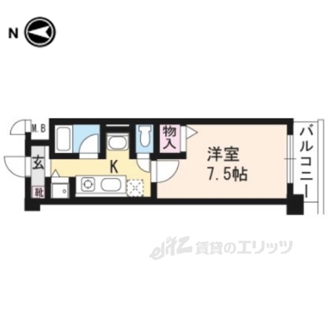 京都市北区上清蔵口町のマンションの間取り