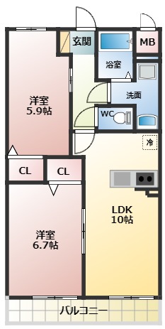 松原市丹南のアパートの間取り