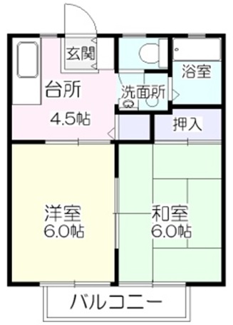 仙台市太白区富沢のアパートの間取り