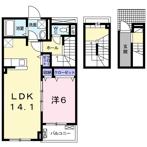 広島市安佐南区川内のアパートの間取り