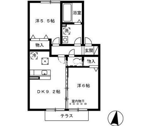 久留米市北野町十郎丸のアパートの間取り