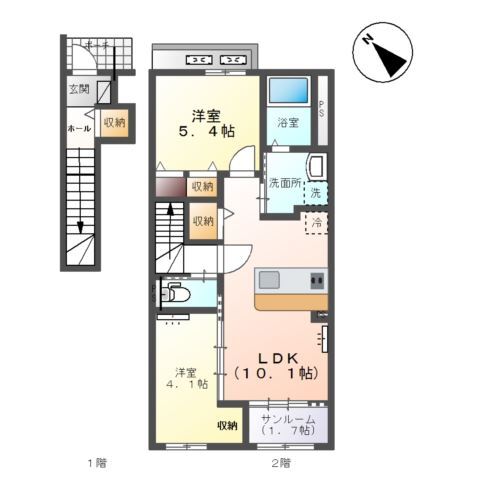 高岡市野村新築アパートの間取り