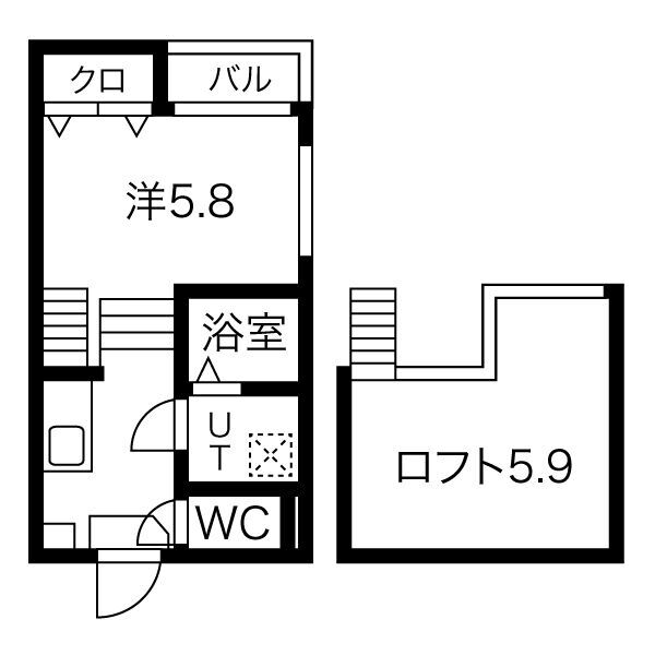 名古屋市中区新栄のアパートの間取り