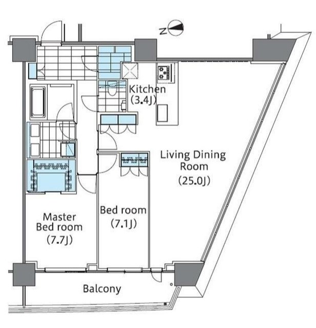 新宿区新宿のマンションの間取り