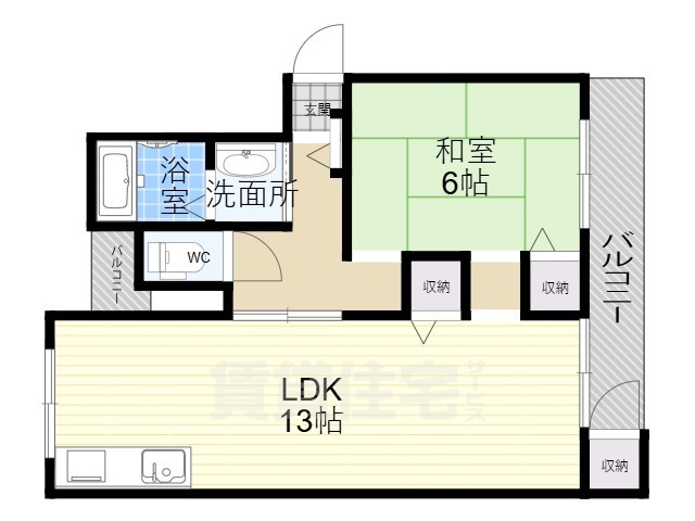 茨木市奈良町のマンションの間取り