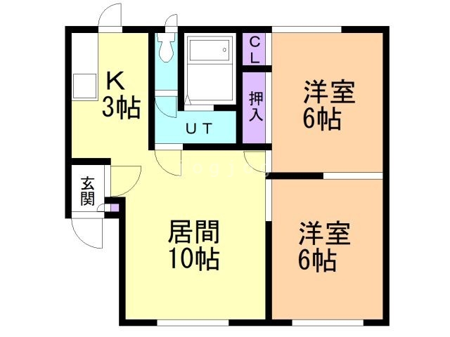 石狩市花川南二条のアパートの間取り