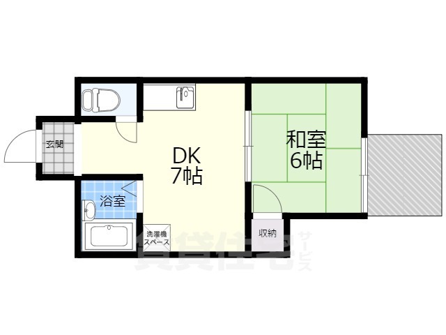 東大阪市東石切町のアパートの間取り