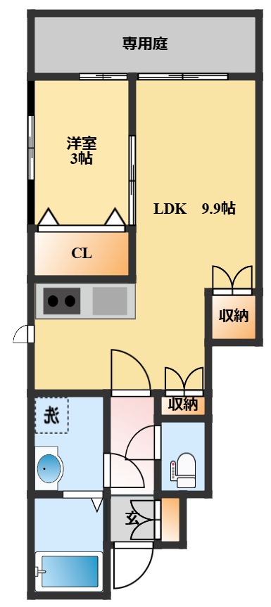 諫早市小野町のアパートの間取り