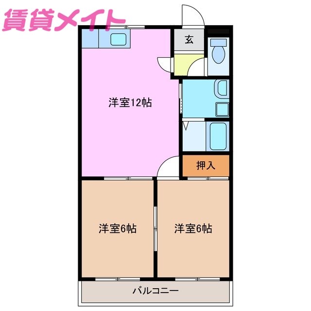 鈴鹿市阿古曽町のアパートの間取り