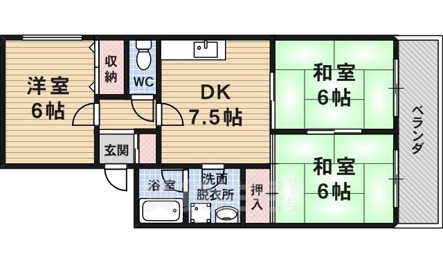 京都市伏見区醍醐下端山町のマンションの間取り