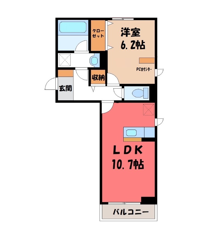 宇都宮市中久保のアパートの間取り