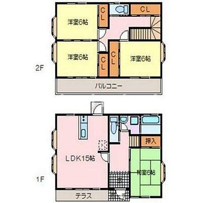 ＪＲ豊肥本線 武蔵塚駅 徒歩27分 2階建 築15年の間取り写真