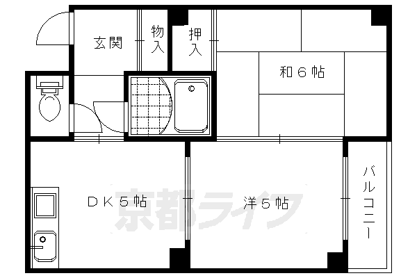 京都市右京区嵯峨天龍寺瀬戸川町のマンションの間取り