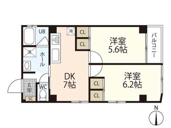 広島市南区上東雲町のマンションの間取り