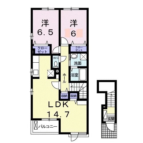 高松市上林町のアパートの間取り