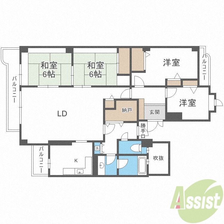 西宮市松下町のマンションの間取り