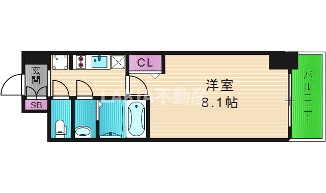 プレサンス谷町九丁目駅前の間取り