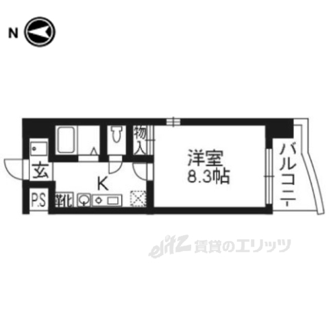 京都市下京区骨屋町のマンションの間取り