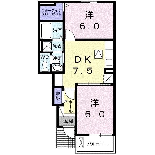 竹原市西野町のアパートの間取り