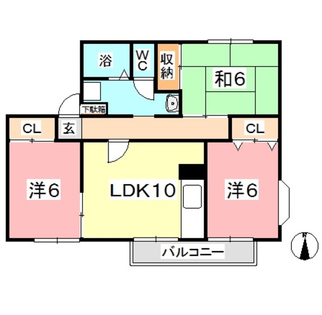 倉敷市老松町のアパートの間取り