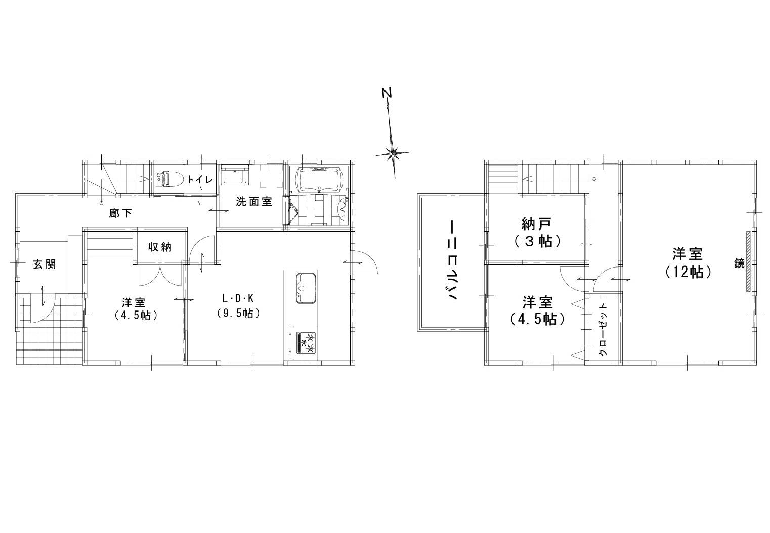 【茶屋町戸建ての間取り】