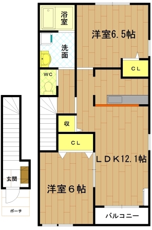 伊勢市黒瀬町のアパートの間取り