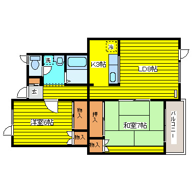 札幌市東区北二十六条東のアパートの間取り