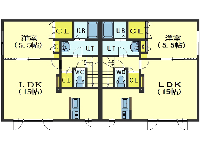 函館市桔梗町のアパートの間取り