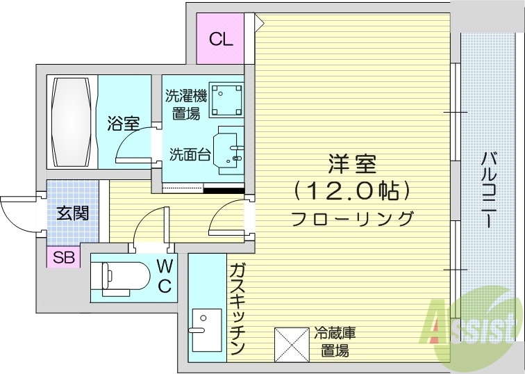 札幌市北区北二十条西のマンションの間取り