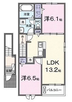 安芸高田市吉田町常友のアパートの間取り