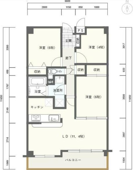 松戸市南花島のマンションの間取り