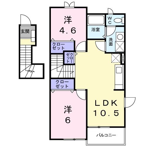 高萩市大字安良川のアパートの間取り