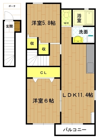 伊勢市鹿海町のアパートの間取り