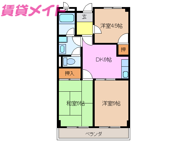 松阪市川井町のマンションの間取り