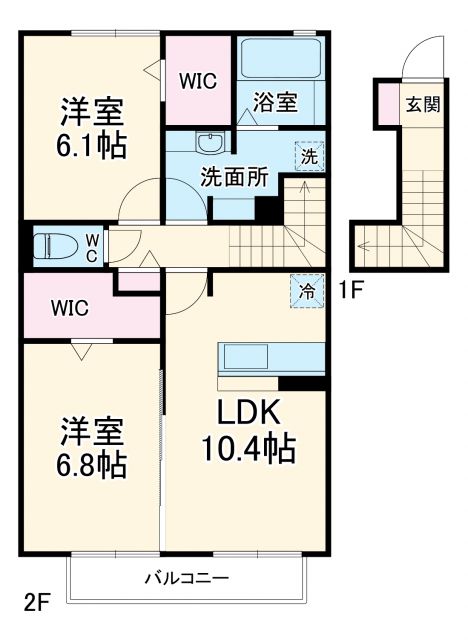 浜松市浜名区根堅のアパートの間取り