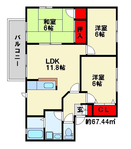 コーポランド津田新町　B棟の間取り