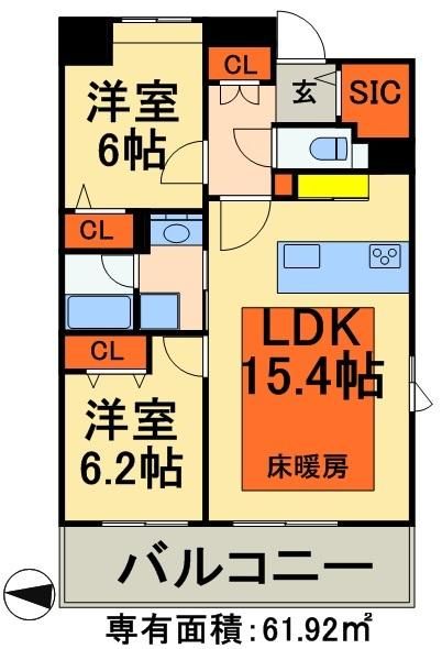 足立区新田のマンションの間取り