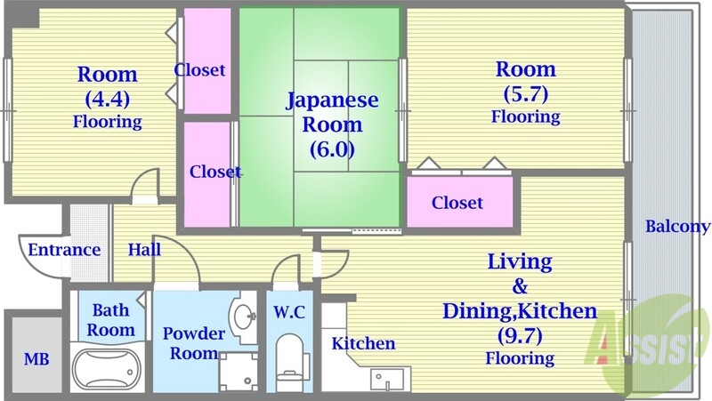 【神戸市須磨区若草町のマンションの間取り】