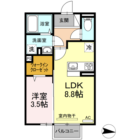 山口市小郡給領町のアパートの間取り