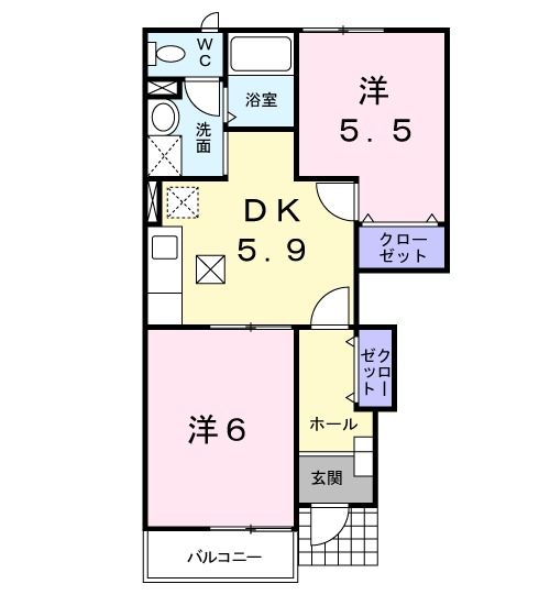 浜松市天竜区山東のアパートの間取り